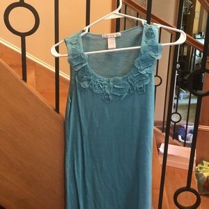 Blue, floral neck-lined, tank.